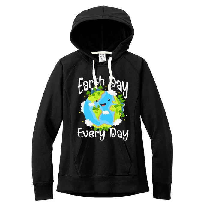 Cute Earth Day Every Day Save Our Planet Green Women's Fleece Hoodie