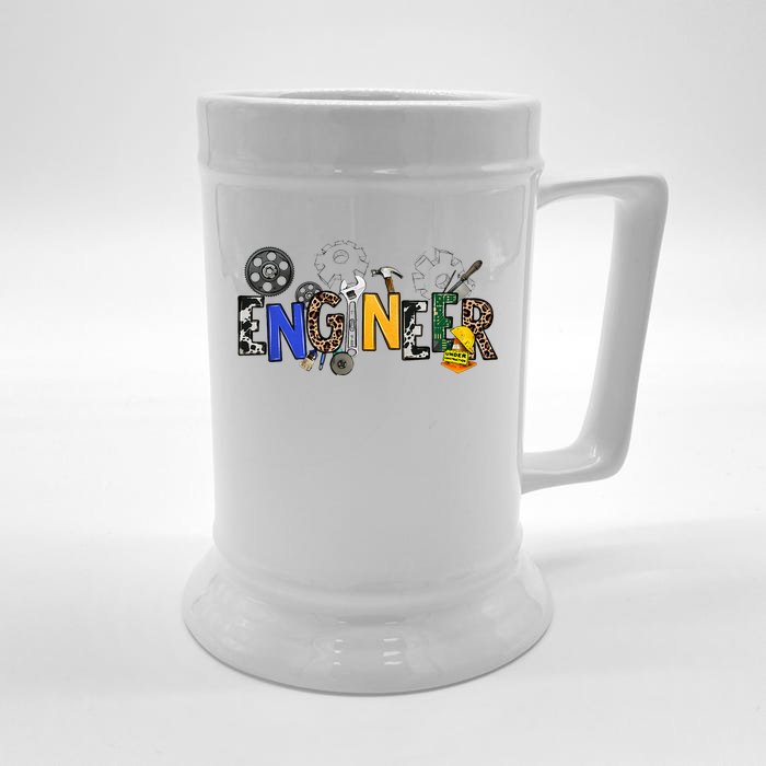 Cool Engineer Design With Engineering Tools And Gears Front & Back Beer Stein