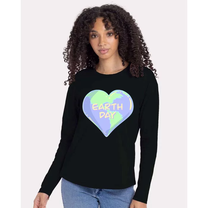 Cute Earth Day World Heart Womens Cotton Relaxed Long Sleeve T-Shirt