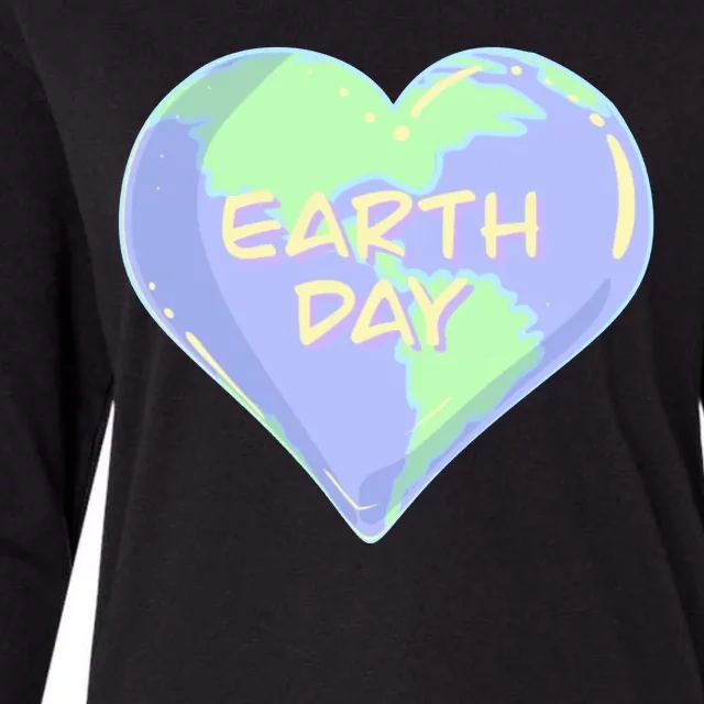 Cute Earth Day World Heart Womens Cotton Relaxed Long Sleeve T-Shirt