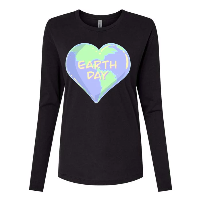 Cute Earth Day World Heart Womens Cotton Relaxed Long Sleeve T-Shirt