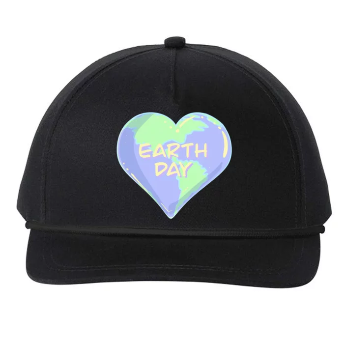 Cute Earth Day World Heart Snapback Five-Panel Rope Hat