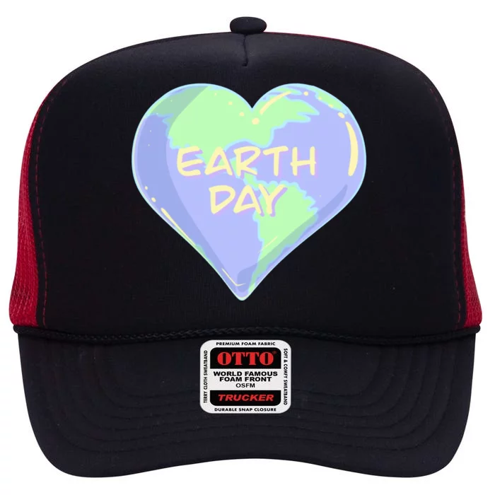 Cute Earth Day World Heart High Crown Mesh Trucker Hat