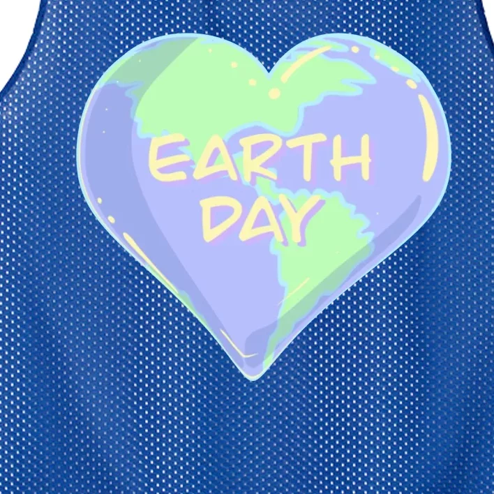 Cute Earth Day World Heart Mesh Reversible Basketball Jersey Tank