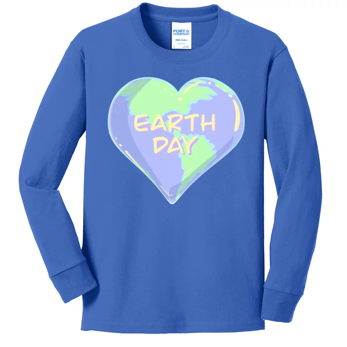 Cute Earth Day World Heart Kids Long Sleeve Shirt