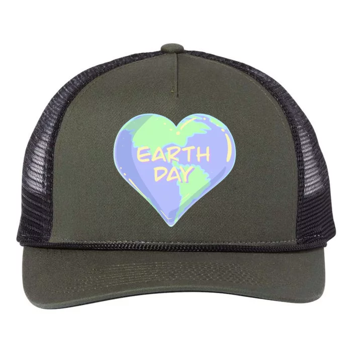 Cute Earth Day World Heart Retro Rope Trucker Hat Cap