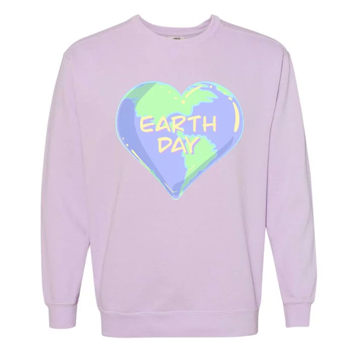 Cute Earth Day World Heart Garment-Dyed Sweatshirt