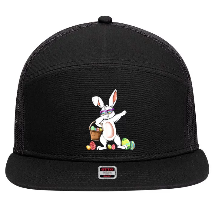 Cute Easter Dabbing Bunny Rabbit With Easter Eggs 7 Panel Mesh Trucker Snapback Hat