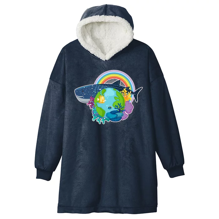 Colorful Earth Day Ocean Sea Life Hooded Wearable Blanket