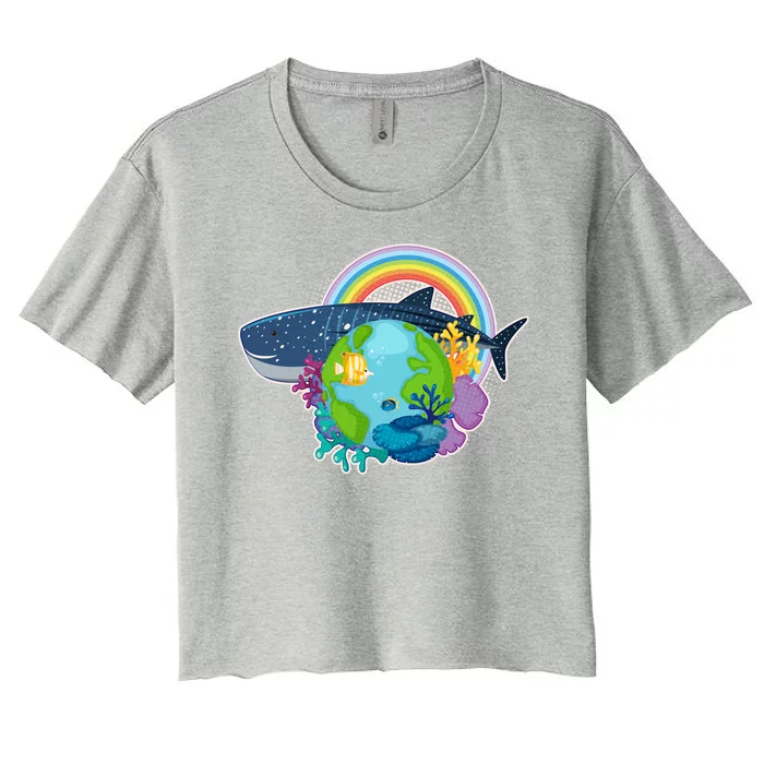 Colorful Earth Day Ocean Sea Life Women's Crop Top Tee