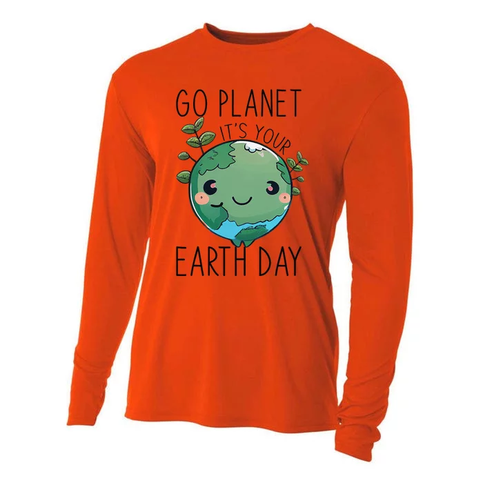 Cute Earth Day Go Planet Earth Day Cooling Performance Long Sleeve Crew