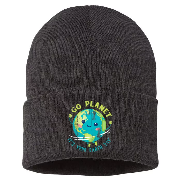 Cute Earth Day Gift Go Planet Sustainable Knit Beanie