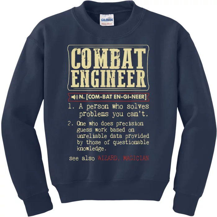 Combat Engineer Dictionary Term Kids Sweatshirt