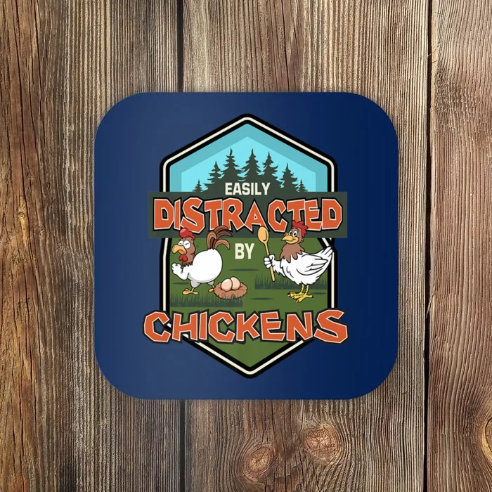 Chicken Easily Distracted By Chickens Poultry Farmer Farm Coaster