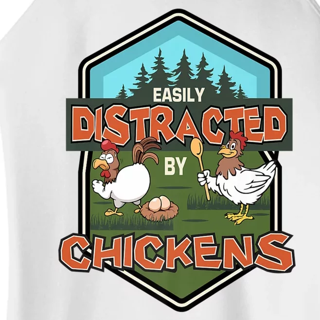 Chicken Easily Distracted By Chickens Poultry Farmer Farm Women’s Perfect Tri Rocker Tank