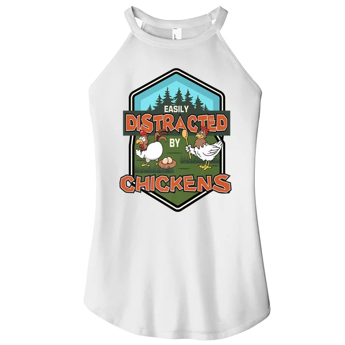 Chicken Easily Distracted By Chickens Poultry Farmer Farm Women’s Perfect Tri Rocker Tank