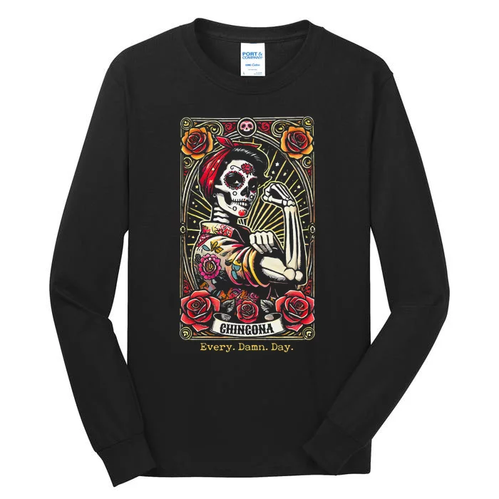 Chingona Every Damn Day Tarot Card Gift Tall Long Sleeve T-Shirt