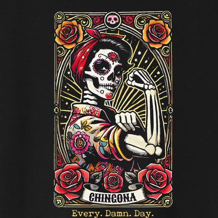 Chingona Every Damn Day Tarot Card Gift Women's Crop Top Tee