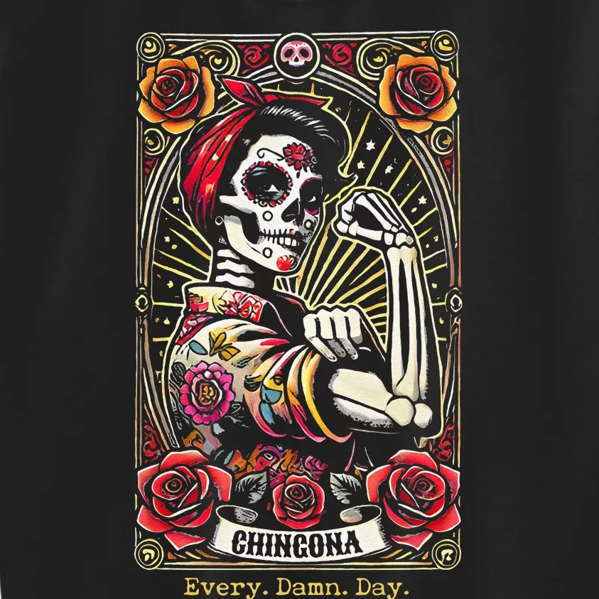 Chingona Every Damn Day Tarot Card Gift Kids Sweatshirt