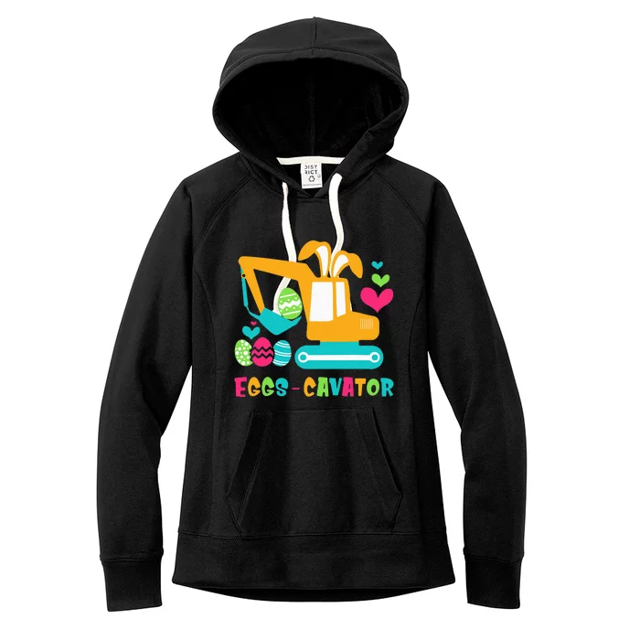 Construction Excavator Easter Day Egg Hunt Women's Fleece Hoodie