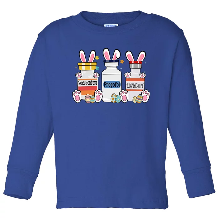 Cute Easter Eggs Bunny Ears Happy Easter Day Icu Nurse Gift Toddler Long Sleeve Shirt