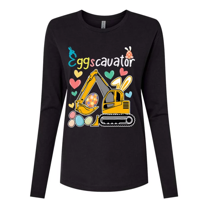 Construction Excavator Easter Day Egg Hunt Womens Cotton Relaxed Long Sleeve T-Shirt