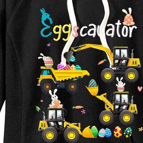 Construction Excavator Easter Day Egg Hunt Women's Fleece Hoodie