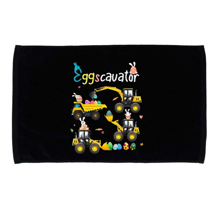 Construction Excavator Easter Day Egg Hunt Microfiber Hand Towel