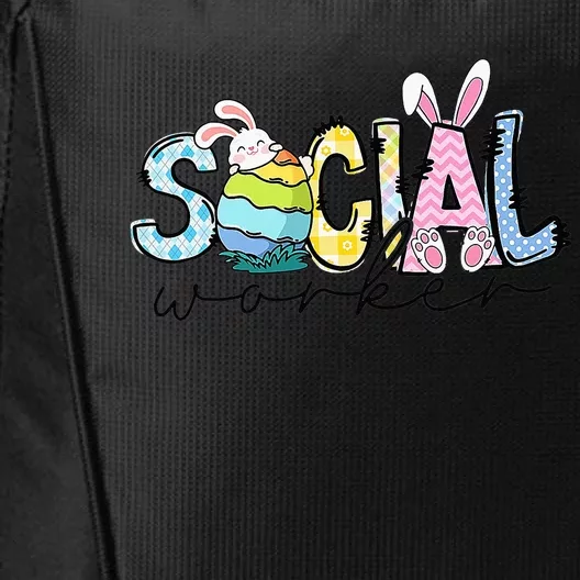 Cute Easter Egg Bunny Ears Happy Easter Day Social Worker City Backpack