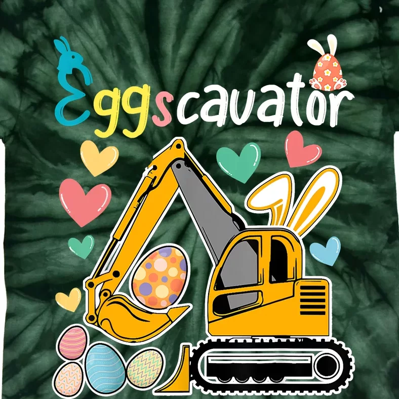 Construction Excavator Easter Day Egg Hunt Toddlers Tie-Dye T-Shirt