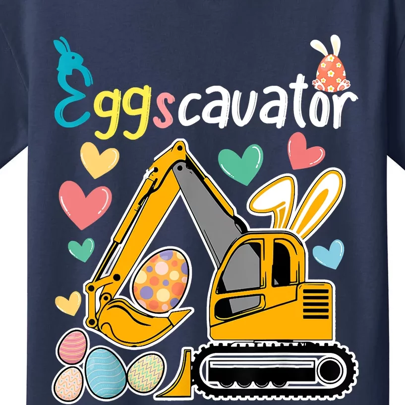 Construction Excavator Easter Day Egg Hunt Toddlers Kids T-Shirt