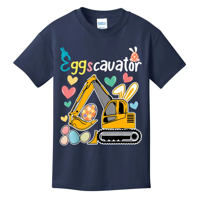 Construction Excavator Easter Day Egg Hunt Toddlers Kids T-Shirt