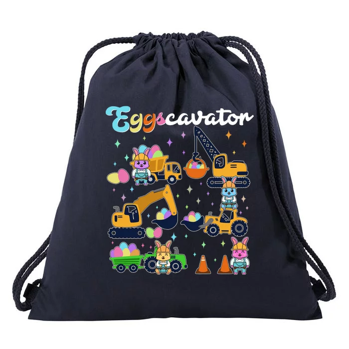 Cute Easter Eggscavator Construction Bunny Rabbits Drawstring Bag