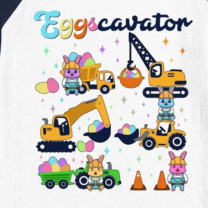 Cute Easter Eggscavator Construction Bunny Rabbits Baseball Sleeve Shirt