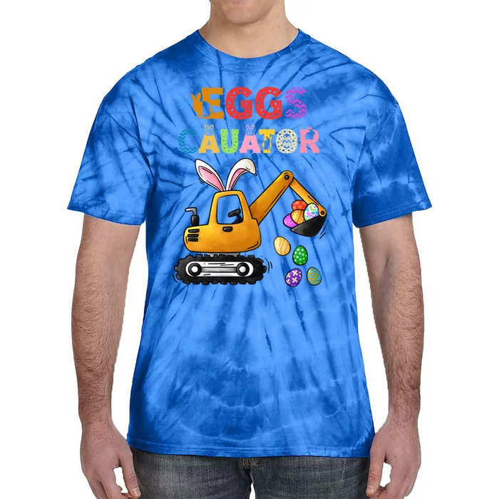 Construction Excavator Easter Day Egg Hunt Meaningful Gift Tie-Dye T-Shirt