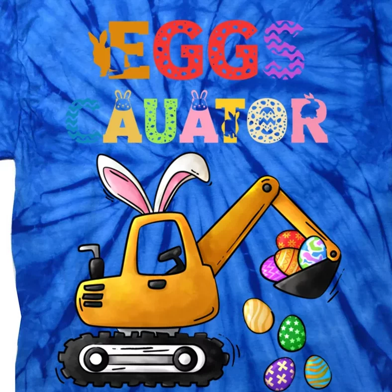 Construction Excavator Easter Day Egg Hunt Meaningful Gift Tie-Dye T-Shirt