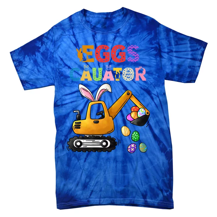 Construction Excavator Easter Day Egg Hunt Meaningful Gift Tie-Dye T-Shirt