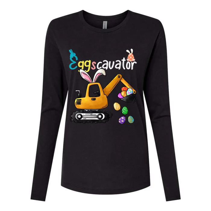 Construction Excavator Easter Day Egg Hunt Gift Womens Cotton Relaxed Long Sleeve T-Shirt