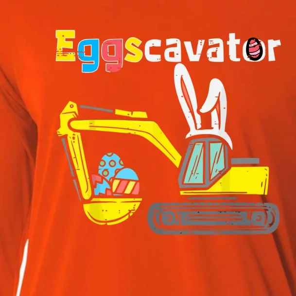 Construction Excavator Easter Day Egg Hunt Gift Cooling Performance Long Sleeve Crew