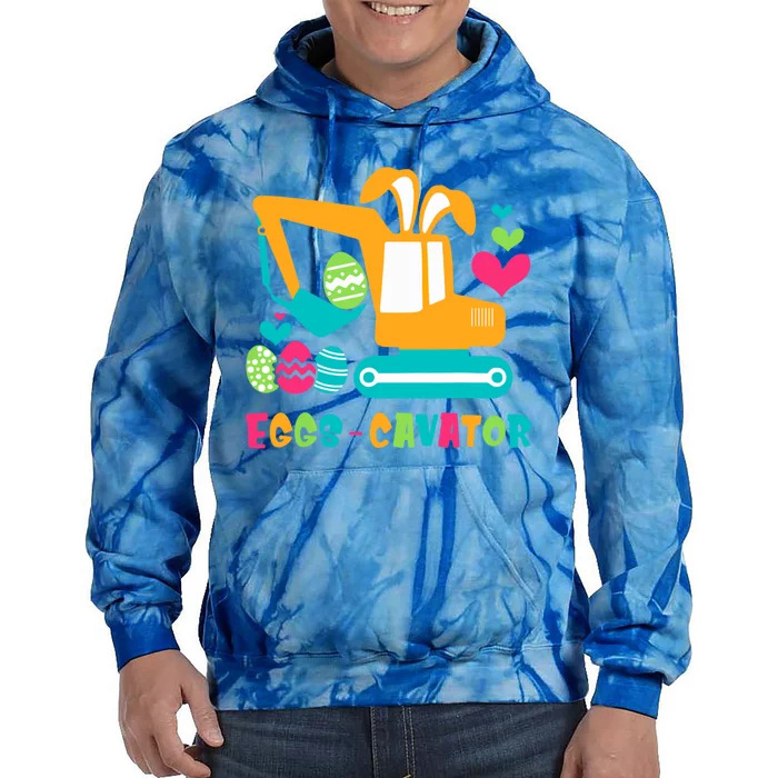 Construction Excavator Easter Egg Hunt Gift Tie Dye Hoodie