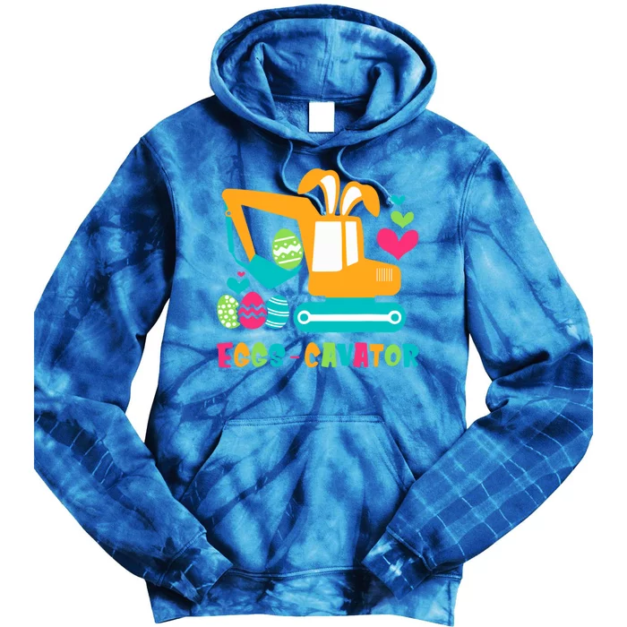 Construction Excavator Easter Egg Hunt Gift Tie Dye Hoodie