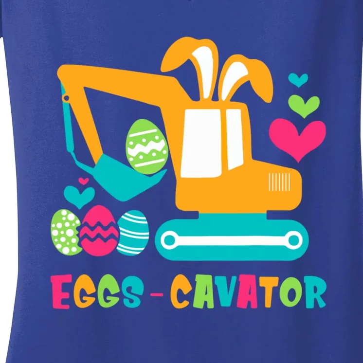 Construction Excavator Easter Egg Hunt Gift Women's V-Neck T-Shirt