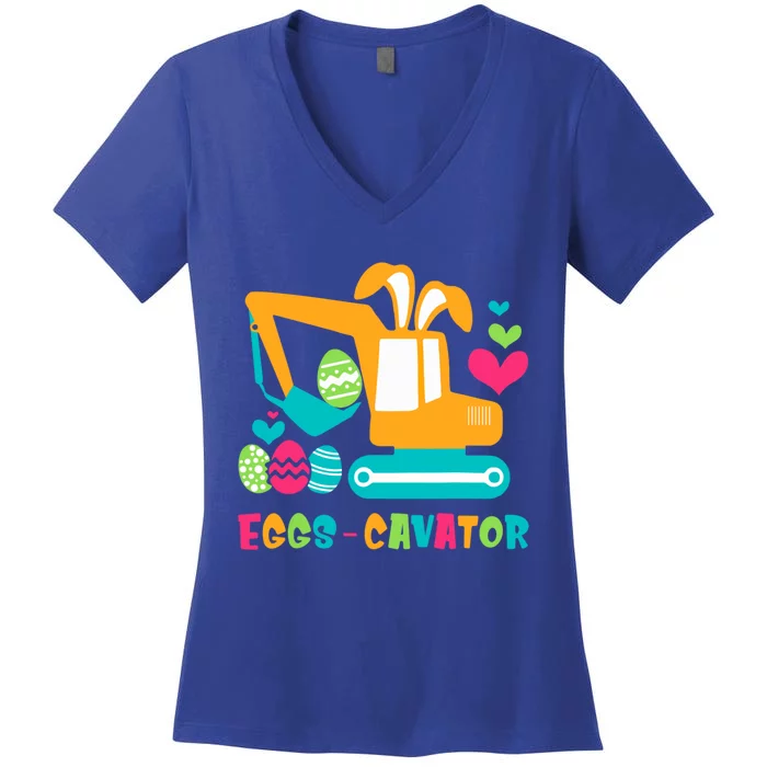 Construction Excavator Easter Egg Hunt Gift Women's V-Neck T-Shirt