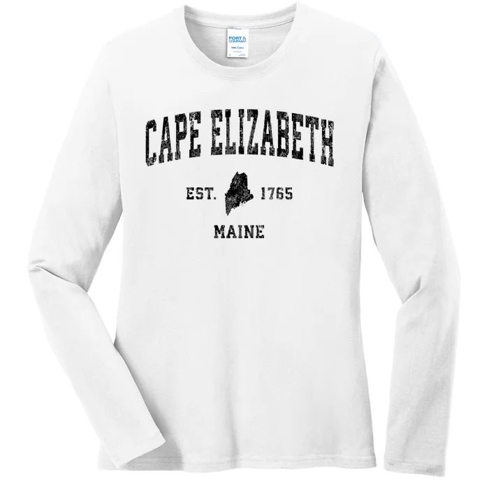 Cape Elizabeth Est 1765 Maine Me Vintage Established Athletic Sports Design Ladies Long Sleeve Shirt