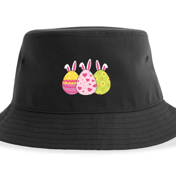 Cute Easter Eggs Happy Family Easter Day Gift Bunny Ears Sustainable Bucket Hat