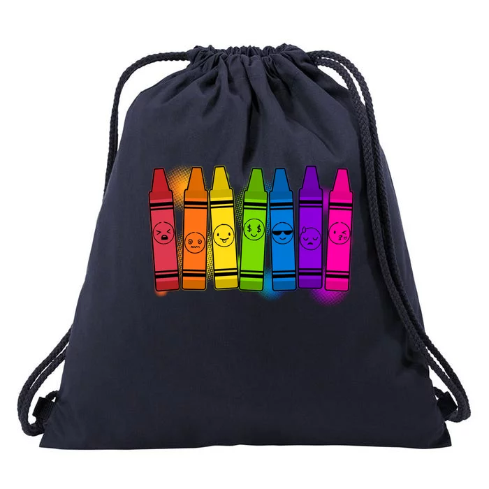 Cute Emotions Emoji Crayons Drawstring Bag