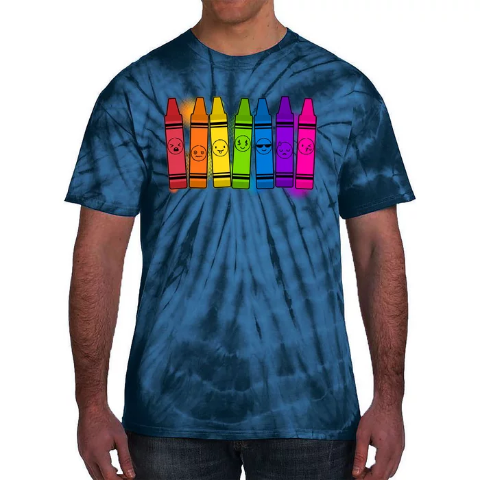 Cute Emotions Emoji Crayons Tie-Dye T-Shirt