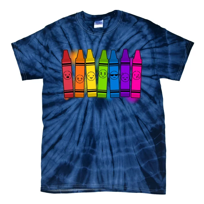 Cute Emotions Emoji Crayons Tie-Dye T-Shirt