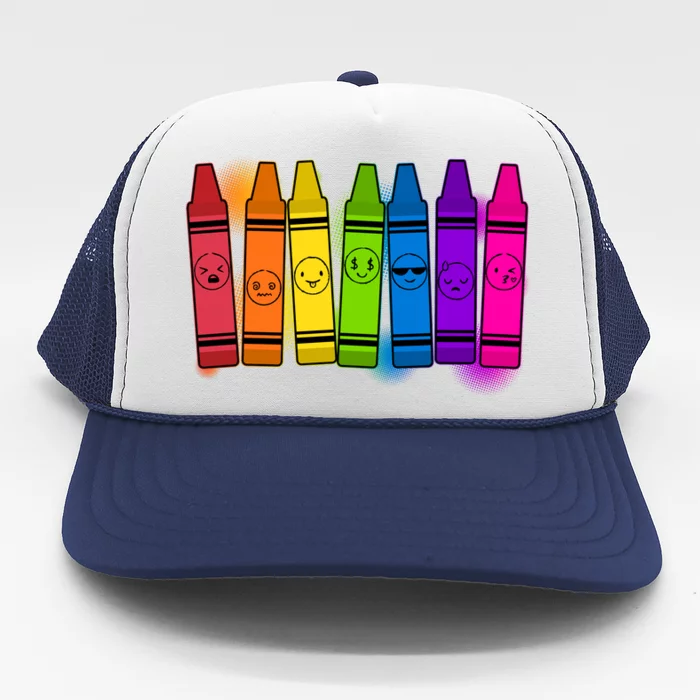 Cute Emotions Emoji Crayons Trucker Hat