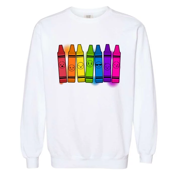 Cute Emotions Emoji Crayons Garment-Dyed Sweatshirt